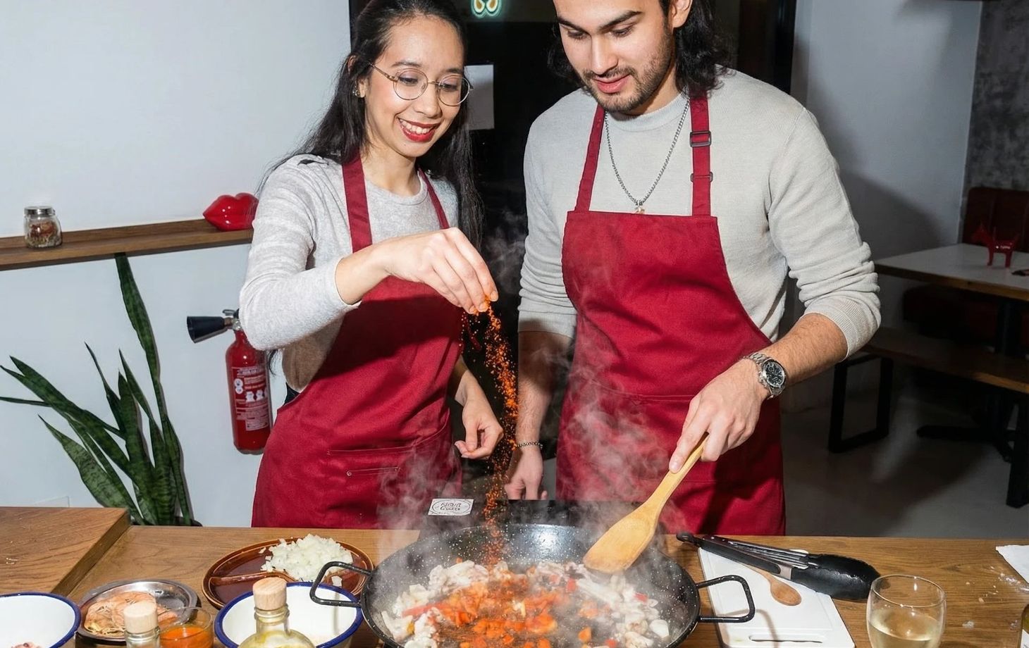 Barcelona Seafood Paella Cooking Class & Dining Experience