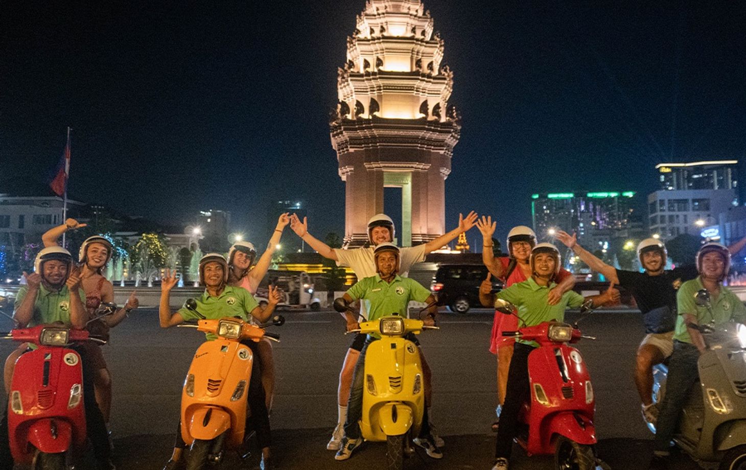 Evening Vespa Street Food Adventure in Phnom Penh