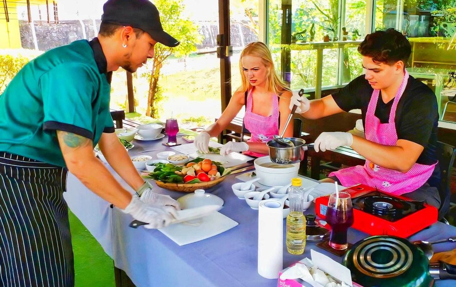 Sustainable Thai Cooking Class & Gentle Giant Feeding Experience