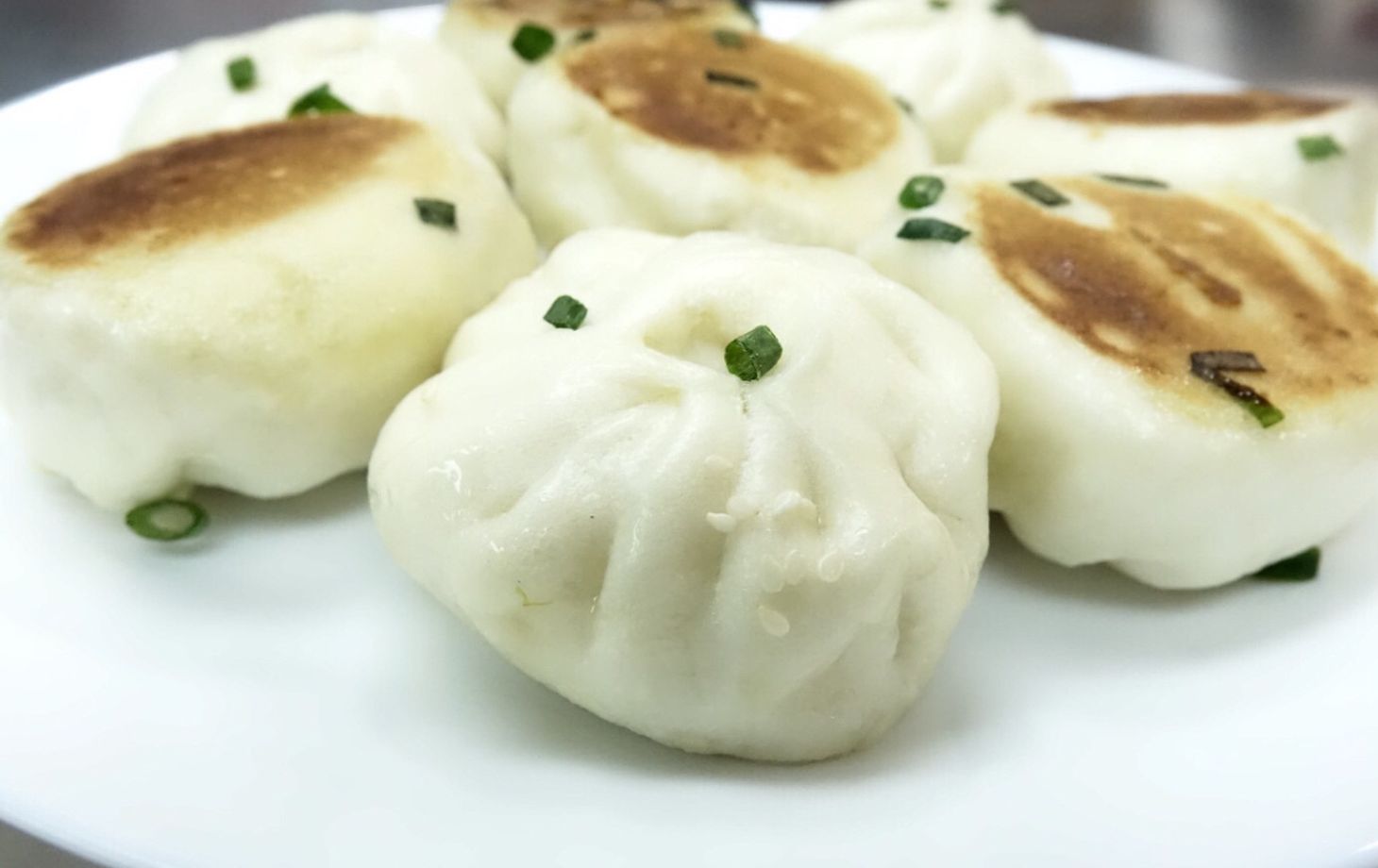 Traditional Chinese Steamed Bun with Pork Fillings and Homemade Barbeque Pork