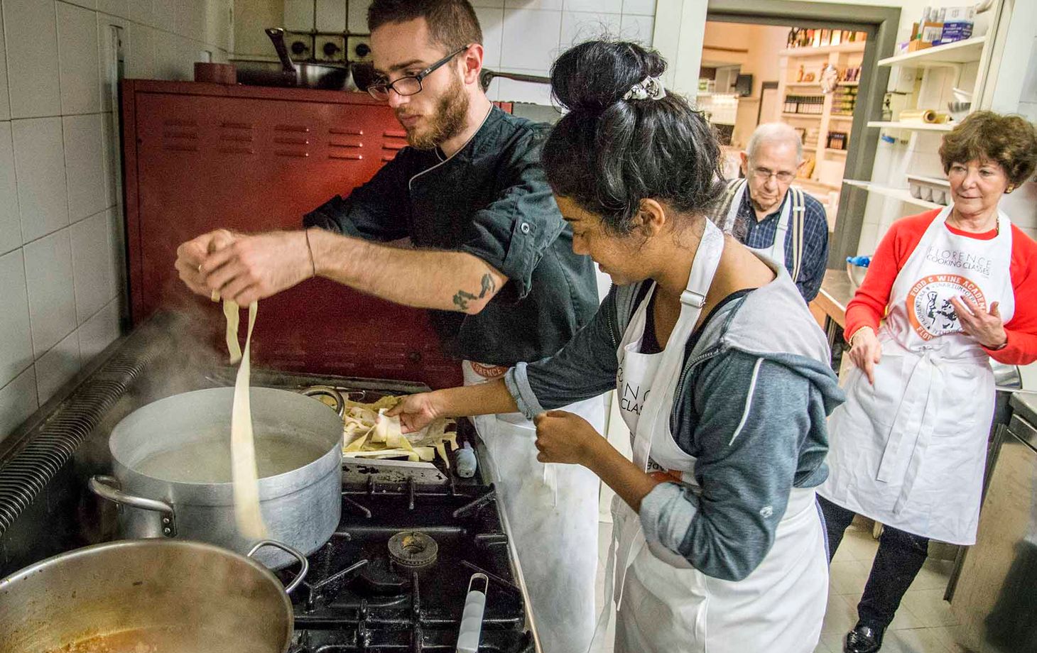 Tuscan Market Tour with Pasta Class, Tiramisu, and Wine Tasting